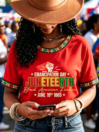 Women's Juneteenth EMANCIPATION DAY Print Casual Tee