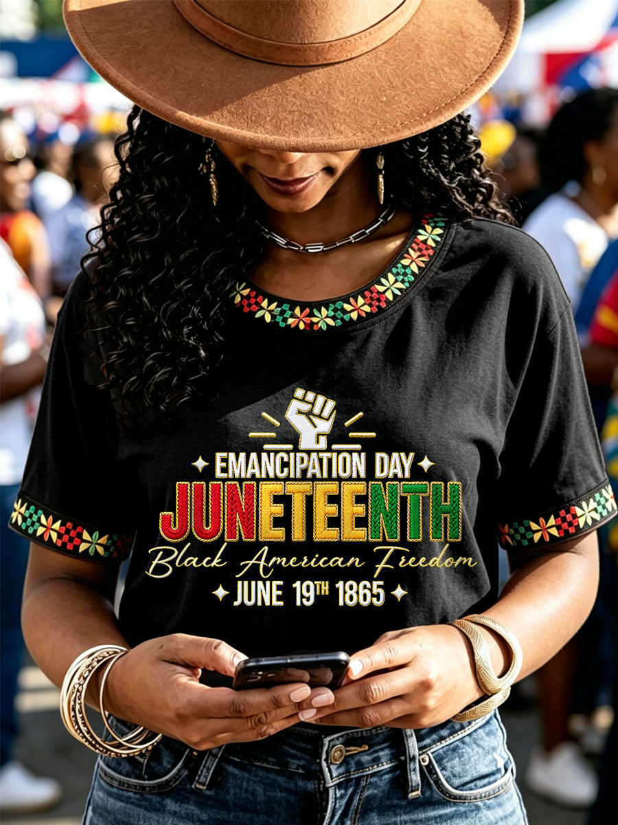 Women's Juneteenth EMANCIPATION DAY Print Casual Tee
