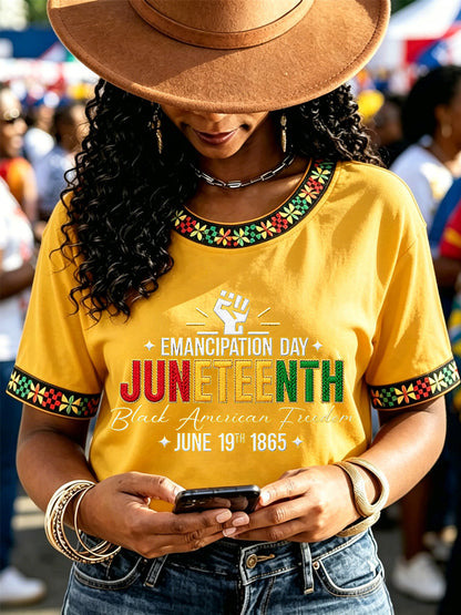 Women's Juneteenth EMANCIPATION DAY Print Casual Tee
