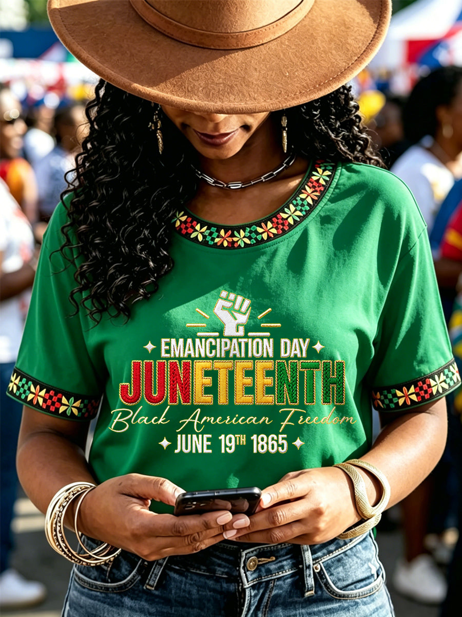 Women's Juneteenth EMANCIPATION DAY Print Casual Tee