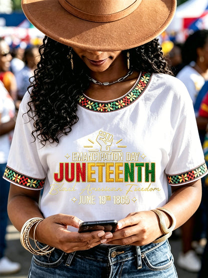 Women's Juneteenth EMANCIPATION DAY Print Casual Tee