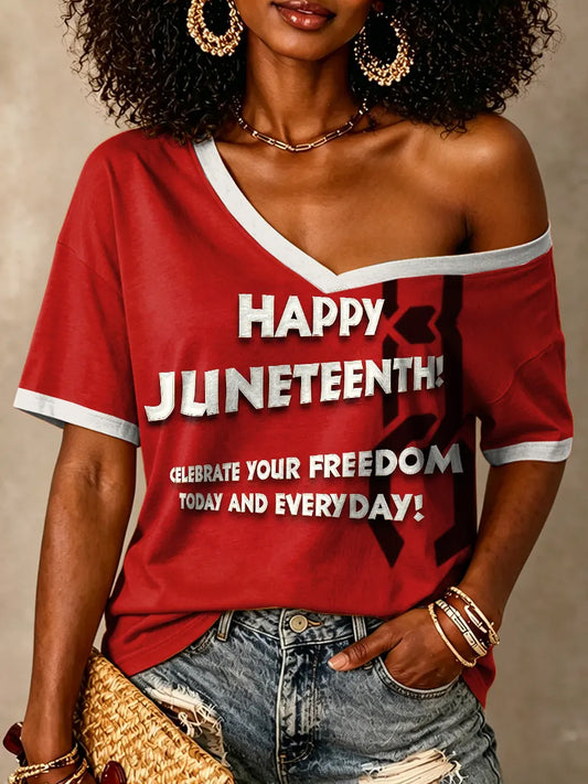Women's Juneteenth Print Short Sleeve T-shirt