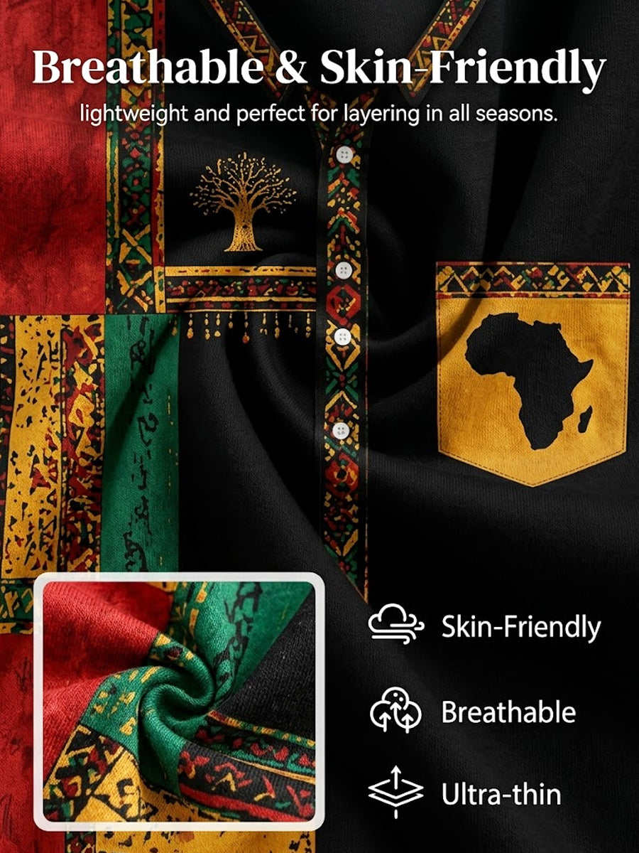 Men's Vintage Juneteenth Ethnic-Style Patchwork Casual Shirt