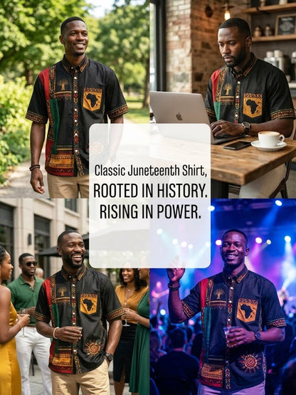 Men's Vintage Juneteenth Ethnic-Style Patchwork Casual Shirt