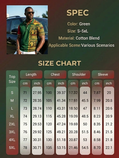 Men's Vintage Juneteenth 1865 Patchwork Casual Polo Shirt