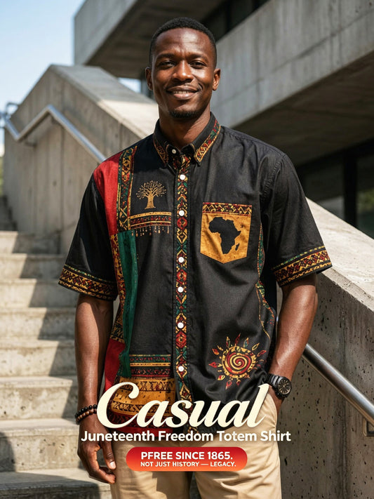 Men's Vintage Juneteenth Ethnic-Style Patchwork Casual Shirt