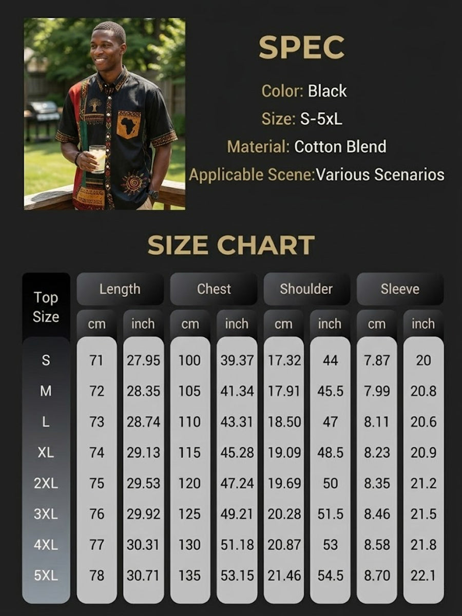 Men's Vintage Juneteenth Ethnic-Style Patchwork Casual Shirt