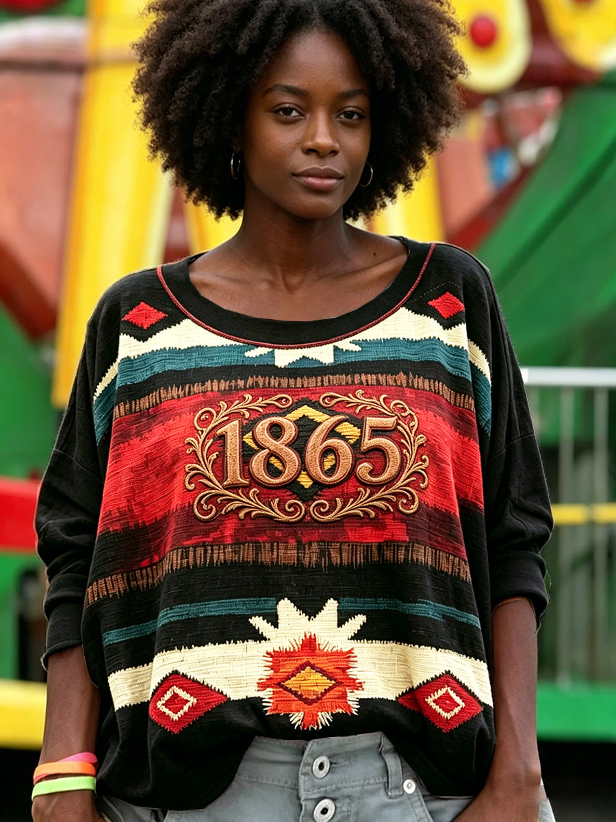 Women's Black Juneteenth 1865 3D-Printed Casual T-Shirt