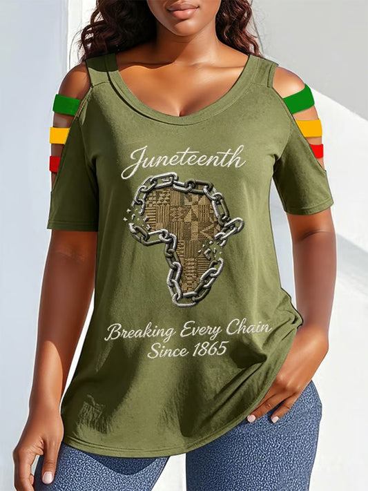 Women's Juneteenth Breaking Every Chain Since 1865 Print T-Shirt