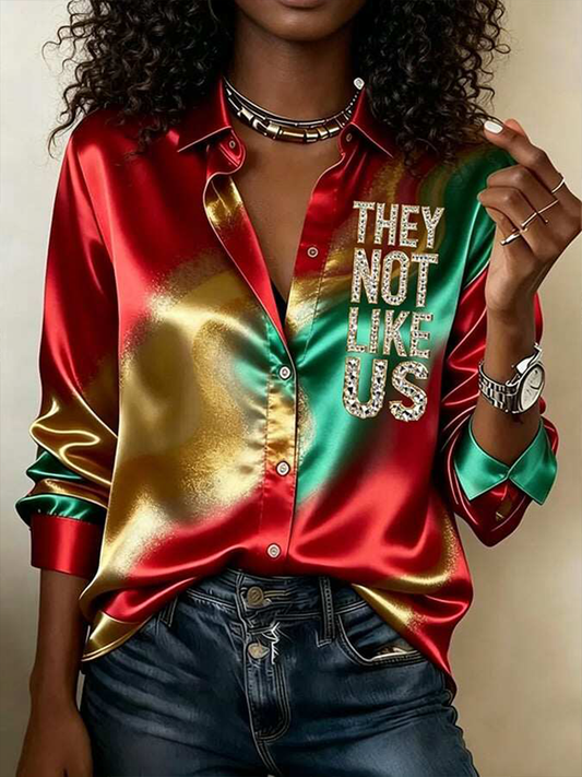 Women's They Not Like Us Satin Shirt