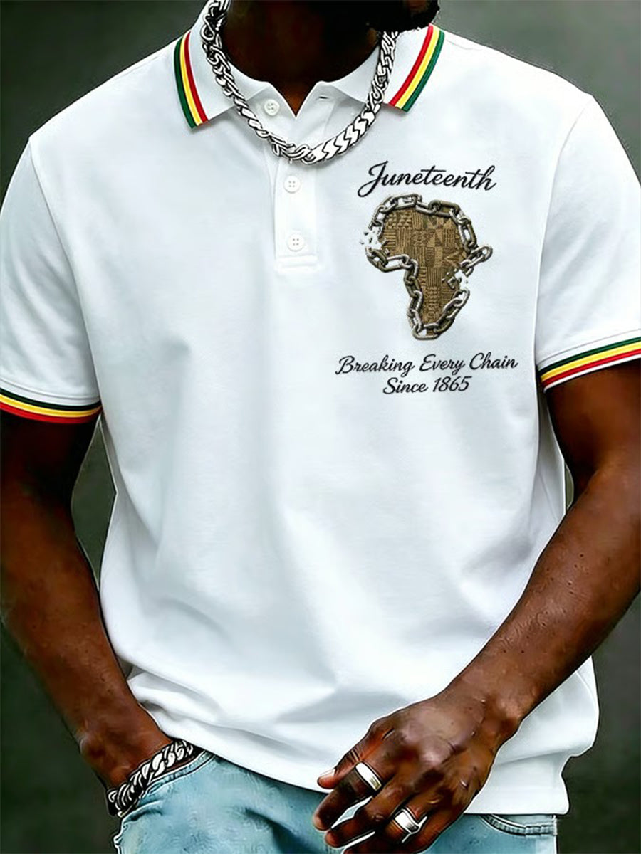 Men's Juneteenth Breaking Every Chain Since 1865 Print Polo