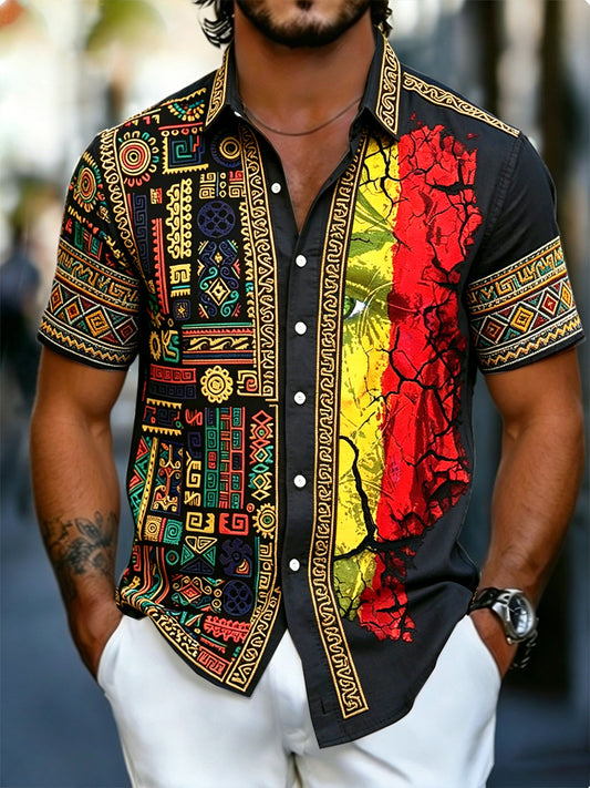Men's Black Pride June Festival Creative Graffiti Print Casual Short-Sleeved Shirt
