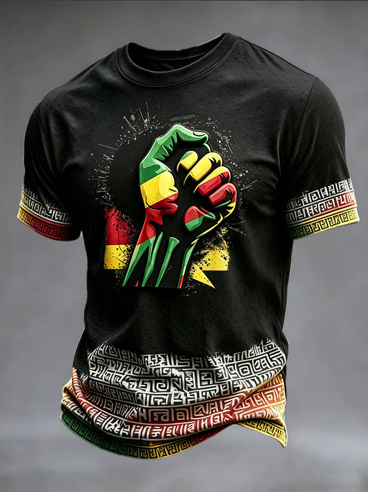 Men's Black Juneteenth 3D-Printed Casual T-Shirt
