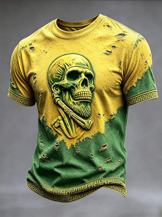 Men's Black Juneteenth Skull 3D Print Casual T-shirt