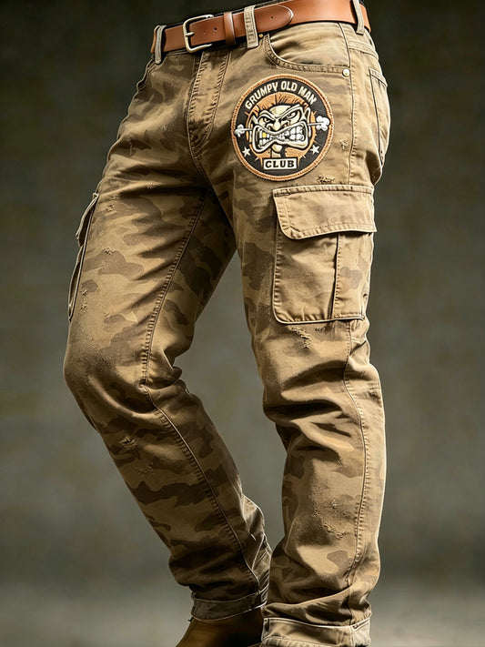 Men's Retro Vacation Business Art Old Fuckers Club Print Casual Workwear Trousers