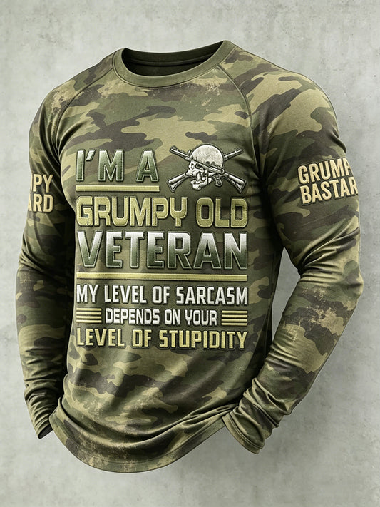 Men's Grumy Old Man Printed Raglan Sleeve T-shirt