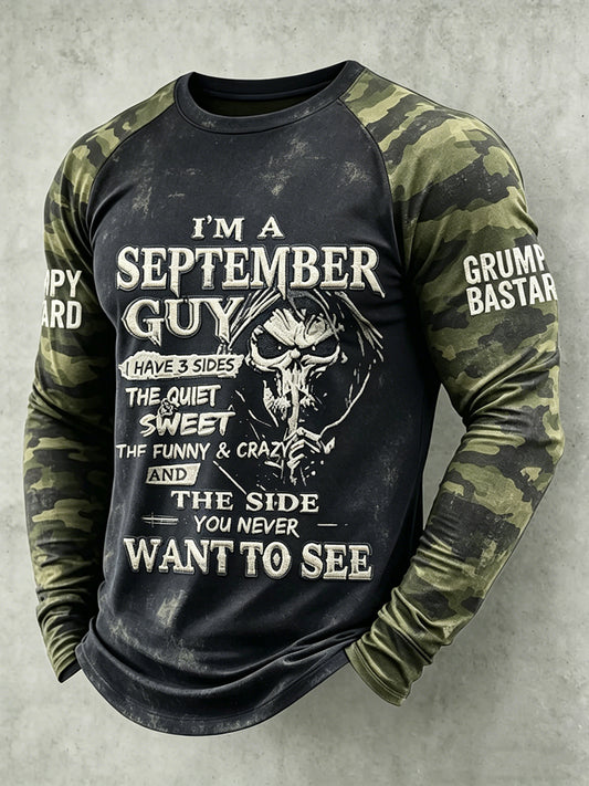 Men's Grumy Old Man Printed Raglan Sleeve T-shirt