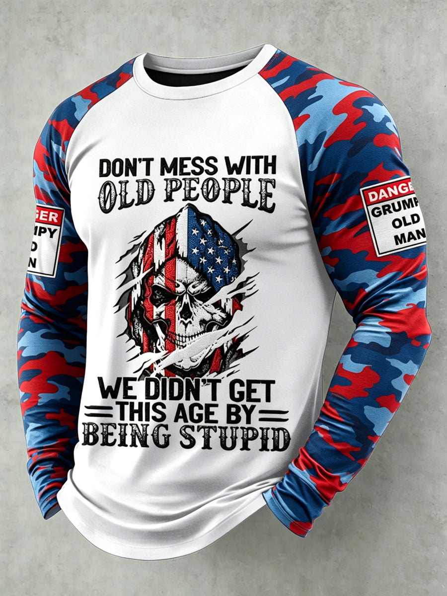 Men's Grumy Old Man Printed Raglan Sleeve T-shirt