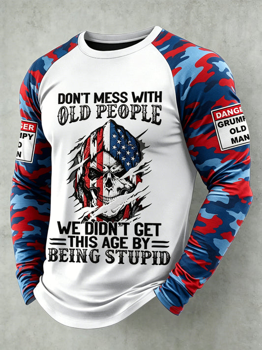 Men's Grumy Old Man Printed Raglan Sleeve T-shirt