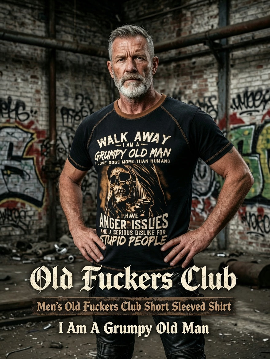 Men's Old Fuckers Club Printed Vintage Fashion Loose Short Sleeve T-Shirt