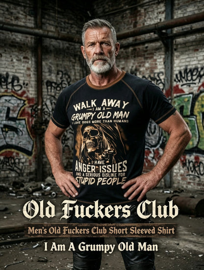 Men's Old Fuckers Club Printed Vintage Fashion Loose Short Sleeve T-Shirt