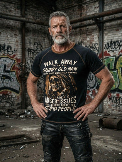 Men's Old Fuckers Club Printed Vintage Fashion Loose Short Sleeve T-Shirt
