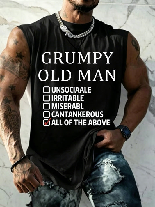 Men's Casual Old Fuckers Club Printed Tank Top