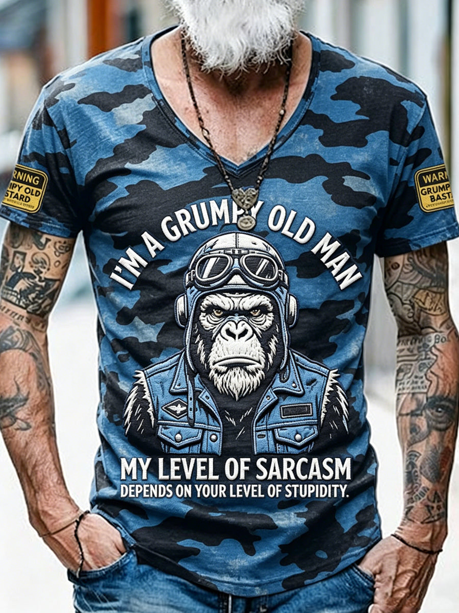 Men's Old Fuckers Club Printed Vintage Fashion Loose Short Sleeve T-Shirt