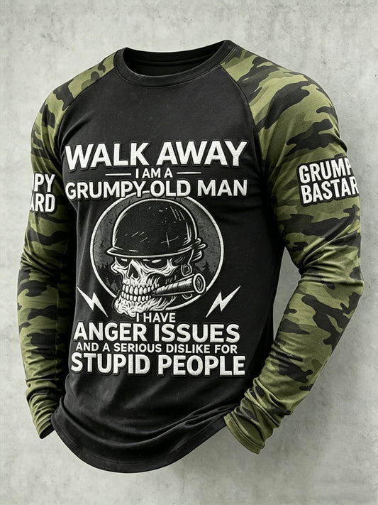 Men's Grumy Old Man Printed Raglan Sleeve T-shirt