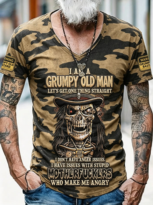 Men's Old Fuckers Club Printed Vintage Fashion Loose Short Sleeve T-Shirt