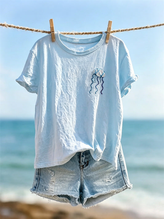 Women's Lovely Tiny Jellyfish Art Print short-sleeved T-shirt