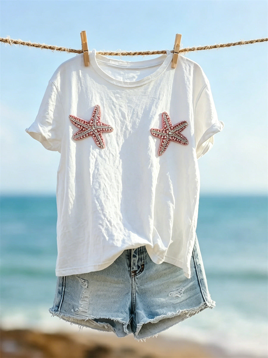 Women's Funny Starfish Bikini Art Print short-sleeved T-shirt