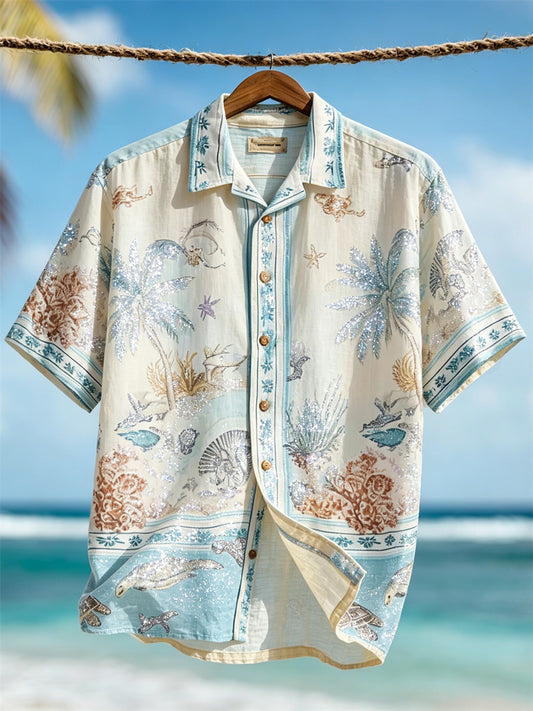 Men's Vacation Beach Hawaii Style Print Short Sleeve Shirt