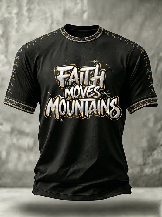 Men's Christian Faith Can Moves Mountains Cross Short Sleeve T-shirt