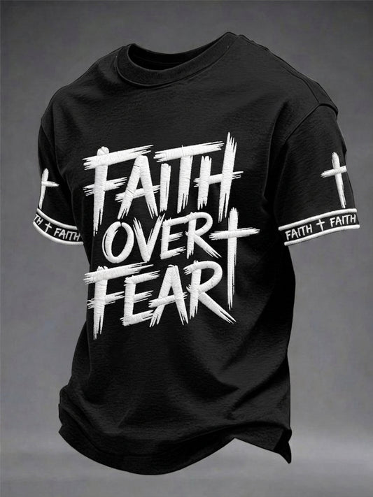 Men's Christian Faith Over Fear Cross Short Sleeve T-shirt