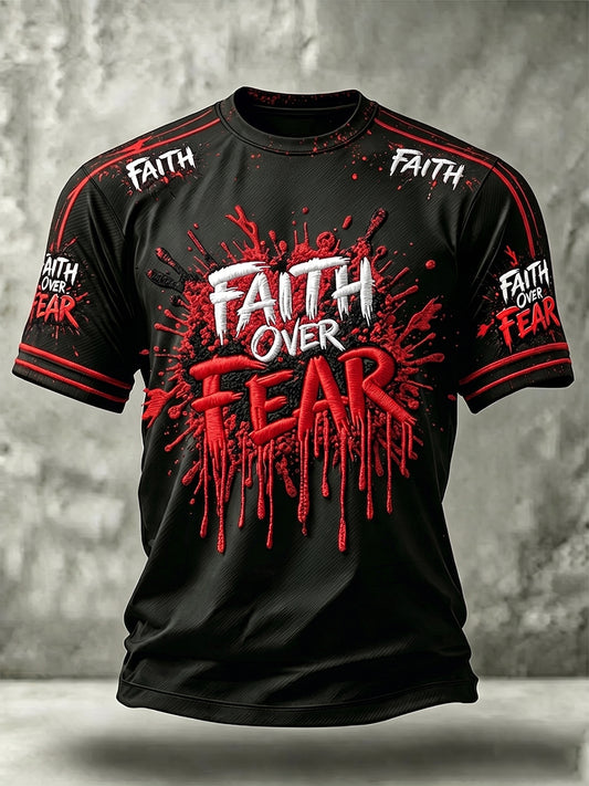 Men's Christian Faith Over Fear Cross Short Sleeve T-shirt