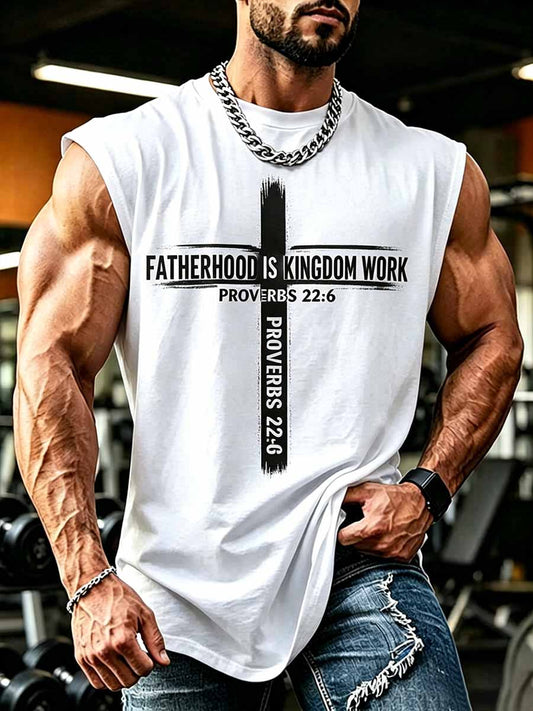 Men's Father's Day Faith Print Casual Tank Top