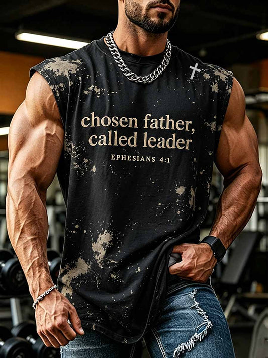 Men's Father's Day Faith Print Casual Tank Top