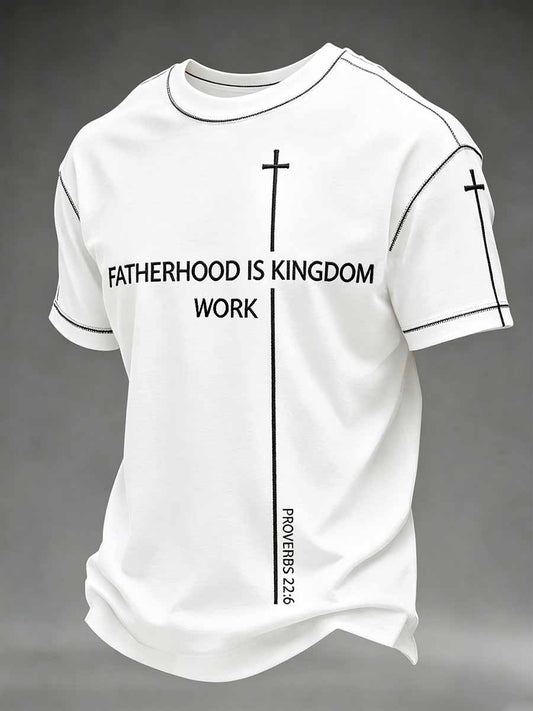 Men's Father's Day Faith Print Casual T-Shirt
