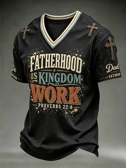 Men's Father's Day Faith Print Casual T-Shirt