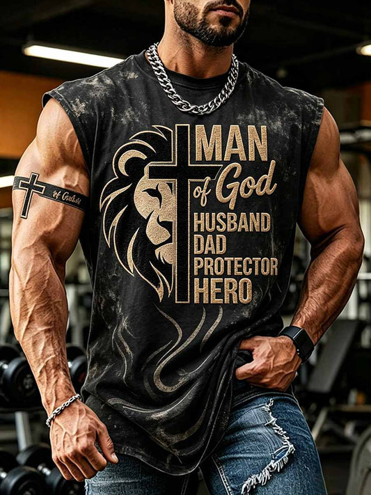 Men's Father's Day Faith Print Casual Tank Top