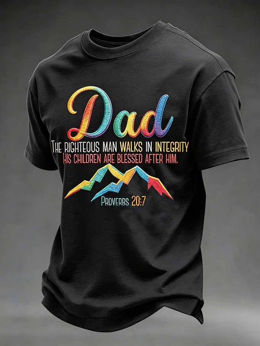Men's Father's Day Faith Print Casual T-Shirt