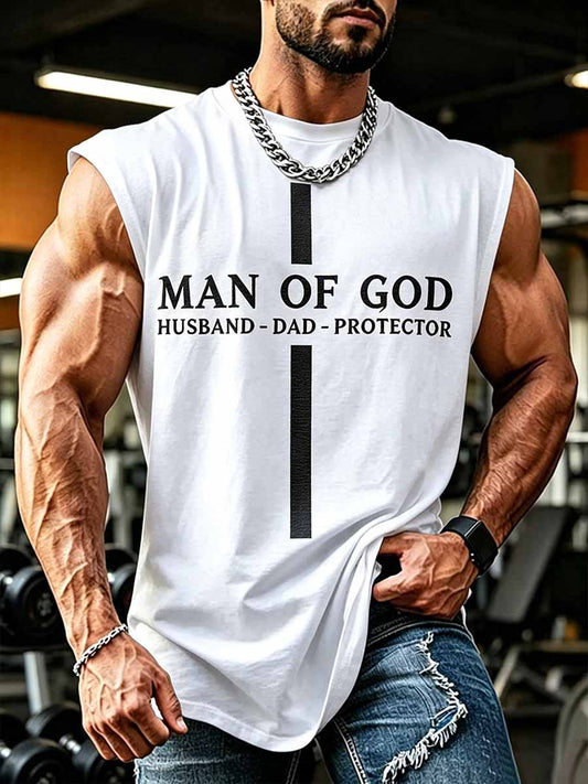 Men's Father's Day Faith Print Casual Tank Top