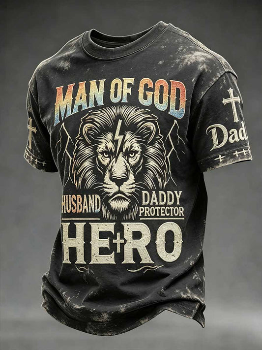 Men's Father's Day Faith Print Casual T-Shirt