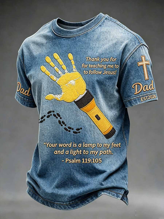Men's Father's Day Faith Print Casual T-Shirt