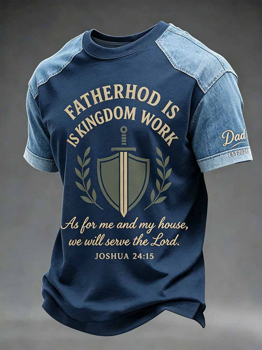 Men's Father's Day Faith Print Casual T-Shirt