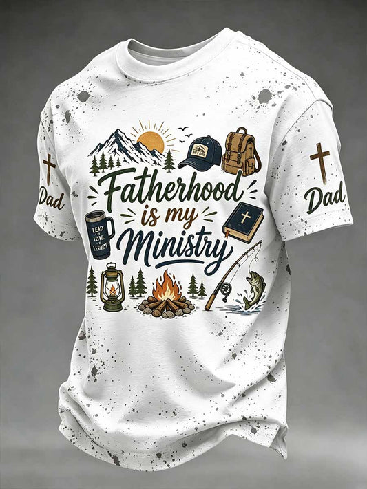 Men's Father's Day Faith Print Casual T-Shirt