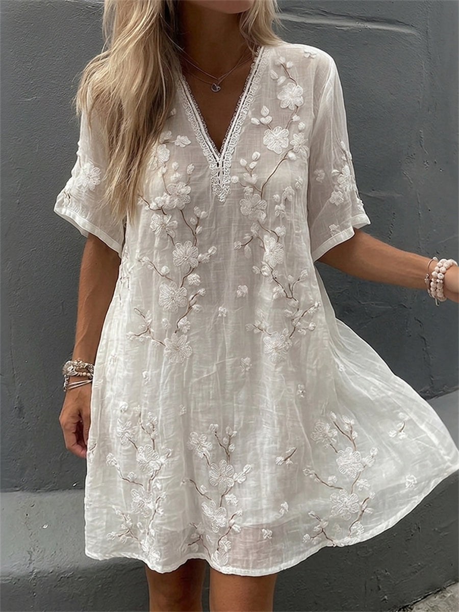 Women's Classy Almond Blossom Art Print Flowy Mini dress