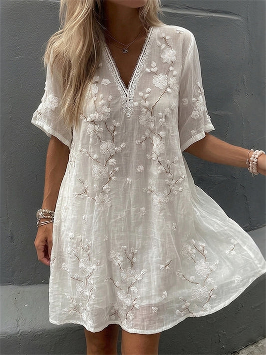 Women's Classy Almond Blossom Art Print Flowy Mini dress