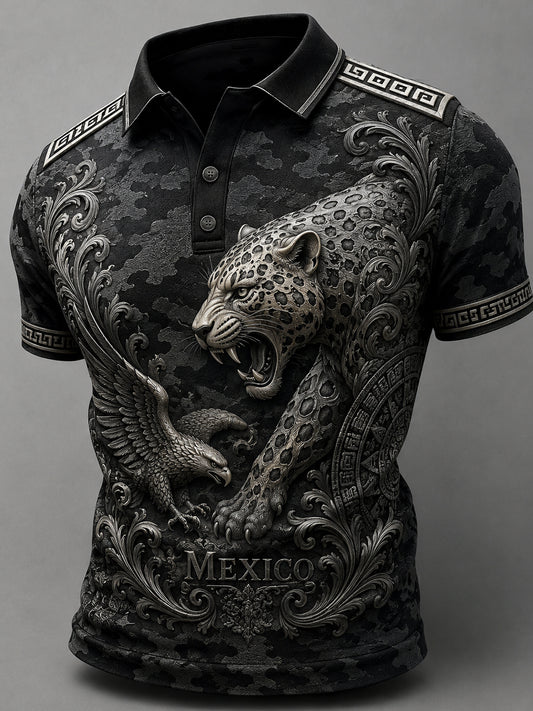 Men's Mexico Football Match Cheering Art Print Polo